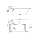 mini: Wanna Prostokątna 150x75 Virgo Biały S301-048 Cersanit (3)