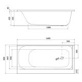 mini: Wanna Prostokątna 160x80 Lewa Smart Biały S301-119 Cersanit (3)