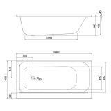 mini: Wanna Prostokątna 160x80 Prawa Smart Biały S301-118 Cersanit (3)
