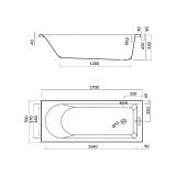 mini: Wanna Prostokątna 170x70 Flavia Biały S301-107 Cersanit (3)