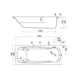 mini: Wanna Prostokątna 170x70 Lana Biały S301-163 Cersanit (3)