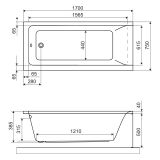 Wanna Prostokątna 170x75 cm Savia Biały Połysk WANL.SAV170.75WH Excellent