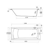 mini: Wanna Prostokątna 170x75 Korat Biały S301-294 Cersanit (3)