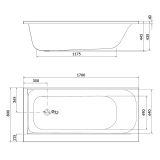 mini: Wanna Prostokątna 170x80 Prawa Smart Biały S301-116 Cersanit (3)