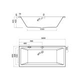 mini: Wanna Prostokątna 180x80 Intro Biały S301-222 Cersanit (3)
