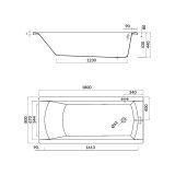 mini: Wanna Prostokątna 180x80 Korat Biały S301-295 Cersanit (3)
