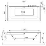 Wanna Prostokątna 190x90 cm Crown Grand Biały Połysk WAEX.CRG19WH Excellent