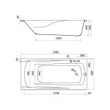 mini: Wanna Prostokątna 190x90 Zen Biały S301-223 Cersanit (3)