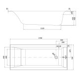 Wanna Prostokątna Slim 170x75 Larga Biały S301-303 Cersanit