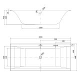 mini: Wanna Prostokątna Slim 180x80 Larga Biały S301-306 Cersanit (3)