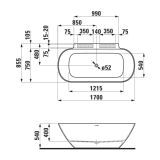 Wanna Przyścienna Back To Wall 1700x850 mm Lua Biały H2200870000001 Laufen