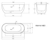 Wanna Wolnostojąca Neo 156x69 Biały Połysk/Sahara Brown Mat WWNE/SWP/ZRM Ravon