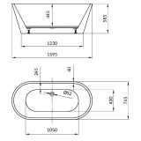 mini: Wanna Wolnostojąca Owalna 160x75 Crea Biały S301-300 Cersanit (3)