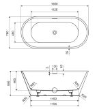 Wanna Wolnostojąca Owalna 160x76 cm Holi 2.0 Biały Połysk WAEX.HOL2.16WH Excellent
