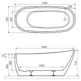 Wanna Wolnostojąca Owalna 175x75 cm Comfort Biały Połysk WAEX.CMP2.17WH Excellent