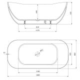 mini: Wanna Wolnostojąca Owalna 180x80 Inverto Biały S301-372 Cersanit (4)