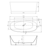 Wanna Wolnostojąca Przyścienna Neris 1700x800x580 mm Biały 31503170 Bevisa
