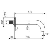 Wylewka Wannowa Ścienna Delta PI Grafit Szczotkowany AREX.1224AB Excellent