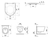Zestaw 3w1 Miska WC Podwieszana Rimless Compacto 490x370 mm + Deska WC Wolnoopadająca + Podkładka Akustyczna Kartell Biały H8663330000001 Laufen
