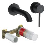 Zestaw Bateria Umywalkowa Ścienna + Element Podtynkowy Czarny Mat 382443976+38243 Kludi