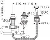 Zestaw do Baterii 3-Otworowej 13439180 Hansgrohe