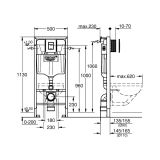 Zestaw Instalacyjny 3w1 Stelaż do WC+Wsporniki+Przycisk Chrom 38811000 Grohe