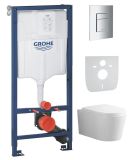 Zestaw Podtynkowy 4w1 Stelaż Rapid SL Ze Wspornikami Grohe + Przycisk Skate + Mata + Miska WC z Deską