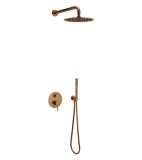 Zestaw Prysznicowo-Wannowy Podtynkowy 2 Funkcyjny Z Deszczownicą 25 cm PI Miedziany Szczotkowany AREX.SET.1245CB Excellent