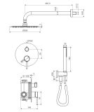 Zestaw Prysznicowo-Wannowy Podtynkowy 3 Funkcyjny Z Deszczownicą 25 cm PI Grafit Szczotkowany AREX.SET.1247AB Excellent