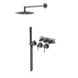 mini: Zestaw Prysznicowy 2-Wyjściowy Z Baterią Podtynkową I Zestawem Natryskowym Ori Gun Metal 080215BN Emporia (2)