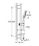 Zestaw Z Drążkiem Prysznicowym, 3 Strumienie Rainshower SmartActive 130 Moon White 26576LS0 Grohe