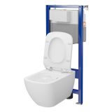 mini: Zestaw Stelaż Podtynkowy Miska WC CleanOn Z Deską Aqua Biały S701-806 Cersanit (2)
