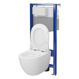 mini: Zestaw Stelaż Podtynkowy Miska WC CleanOn Z Deską Aqua Biały S701-925 Cersanit (2)