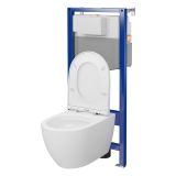 mini: Zestaw Stelaż Podtynkowy Miska WC StreamOn Z Deską Aqua Biały S701-799 Cersanit (2)