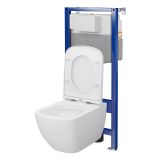 Zestaw Stelaż Podtynkowy Miska WC StreamOn Z Deską Aqua Biały S701-886 Cersanit