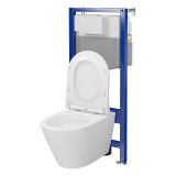 mini: Zestaw Stelaż Podtynkowy Miska WC StreamOn Z Deską Aqua Biały S701-888 Cersanit (2)