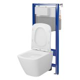 mini: Zestaw Stelaż Podtynkowy Miska WC StreamOn Z Deską Aqua Biały S701-891 Cersanit (2)