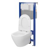 mini: Zestaw Stelaż Podtynkowy Miska WC StreamOn Z Deską Aqua Biały S701-893 Cersanit (2)
