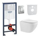 Zestaw Podtynkowy 5w1 Rapid SL Stelaż Grohe + Przycisk Skate + Wsporniki + Mata + Miska WC z Deską