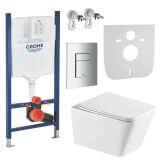 Zestaw Podtynkowy 6w1 Rapid SL Stelaż 38840000 Grohe + Przycisk Skate + Wsporniki + Mata + Miska WC Kwadratowa z Deską