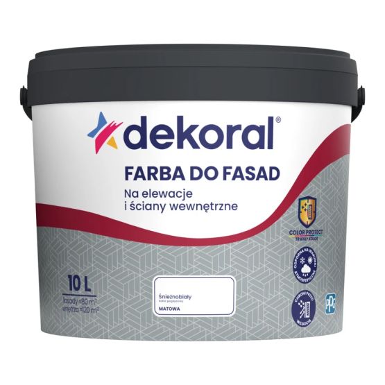Dekoral FARBA DO FASAD na elewacje i ściany wewnętrzne Polinit biała matowa 10L