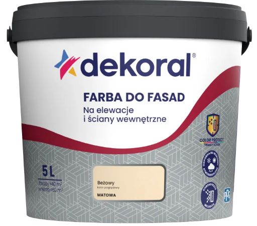 Farba Akrylowa Do Fasad Beżowy Mat 5L Dekoral