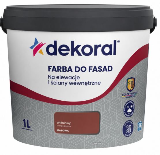 Dekoral FARBA DO FASAD Polinit Wiśniowy 1L 
