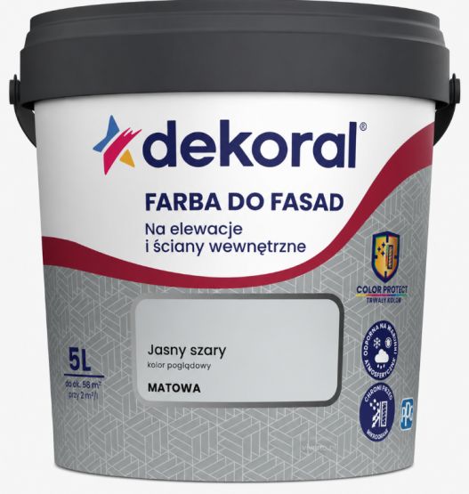 Dekoral FARBA DO FASAD Jasny Szary Mat 5L