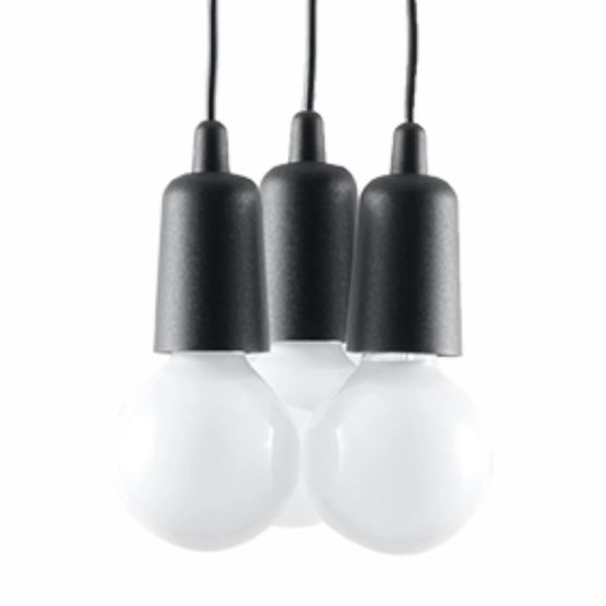 Sollux Lampa wisząca DIEGO 3 czarna Nickel E27