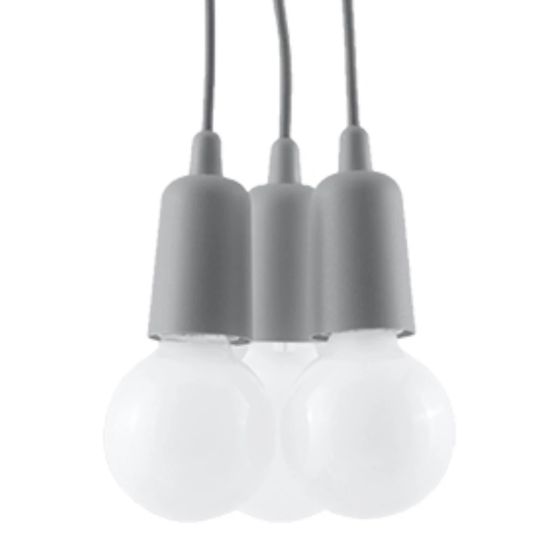 Sollux Lampa wisząca DIEGO 3 szara Nickel E27