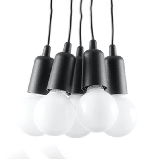 Sollux Lampa wisząca DIEGO 5 czarna Nickel E27