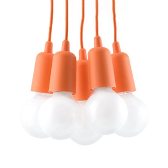 Sollux Lampa wisząca DIEGO 5 pomarańczowa Nickel E27