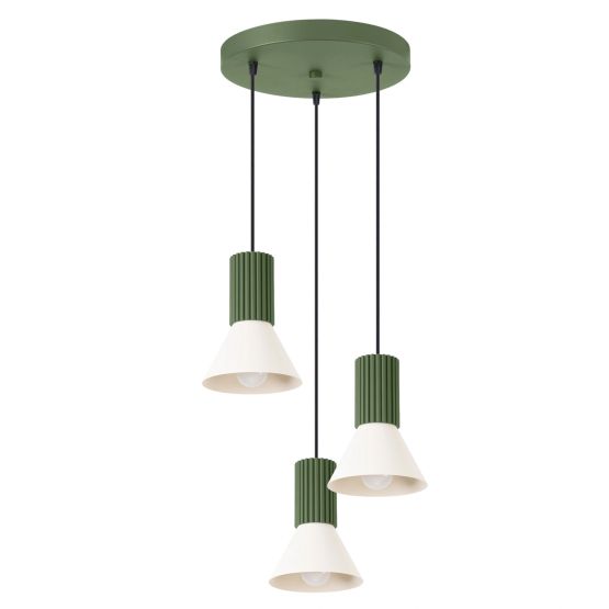 Sollux Lampa wisząca ESTRIA 3P beżowa/zielona oliwka Crimson loft E14