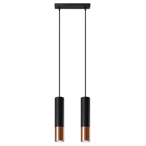 Sollux Lampa Wisząca LOOPEZ 2 czarny/miedź Ocean Green Gu10